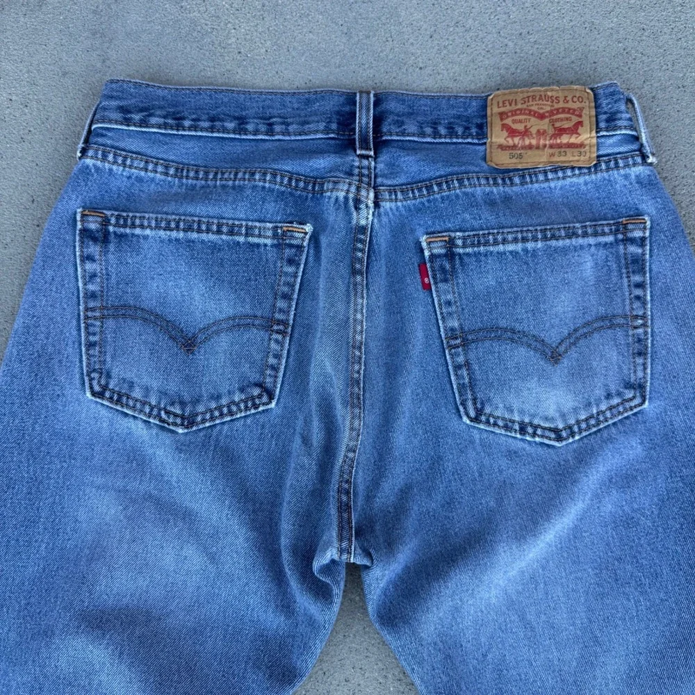 Levi's 505 Regular Fit Straight Leg Jeans Men 33x30‎ Blue Denim 100% Cotton